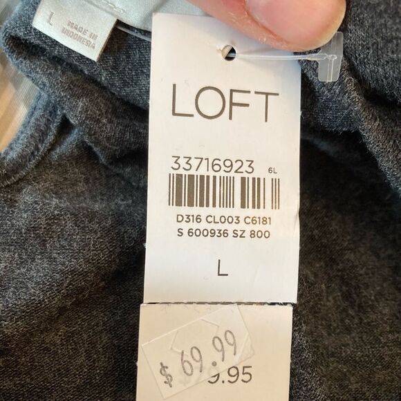 Loft NWT Elegant Charcoal Gray puffed sleeve w/ruffle bottom go everywhere dress - Picture 9 of 11